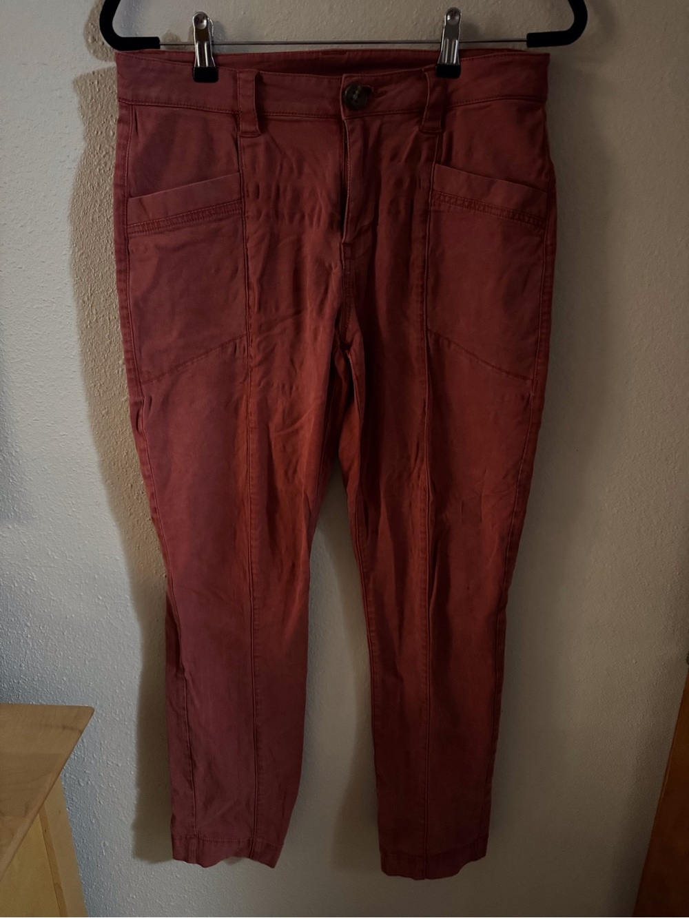 CAbi Straight-Leg Pants in Rust Red